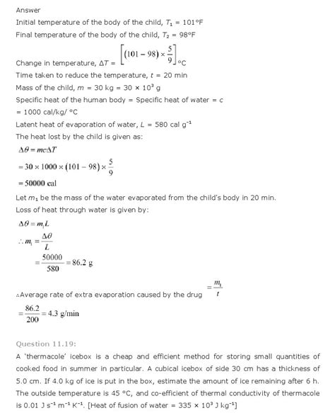 Thermal Properties Of Matter Ncert Solution Class