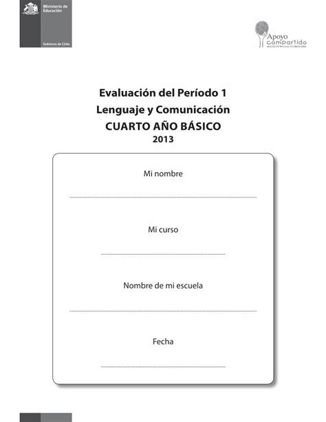 PDF Evaluación del Período 1 Lenguaje y Comunicación PDF file1