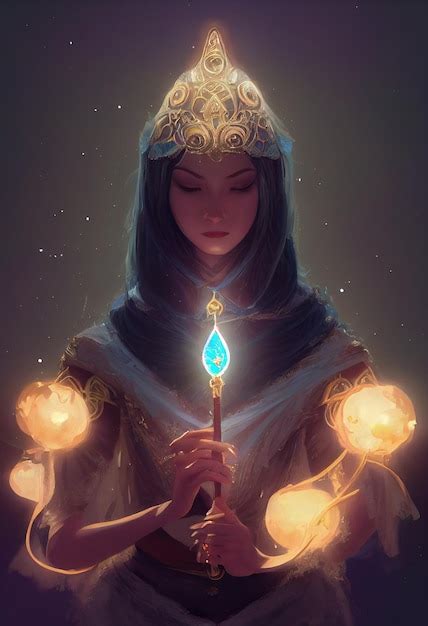 Premium Photo The Portrait Of Beautiful Sorceress Weilding A Magic