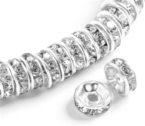 Amazon Zhimin Pcs Rondelle Spacer Beads Mm Silver Plated Czech