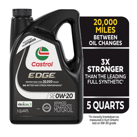 Castrol Edge Full Synthetic Engine Oil 0w 20 5 Quart