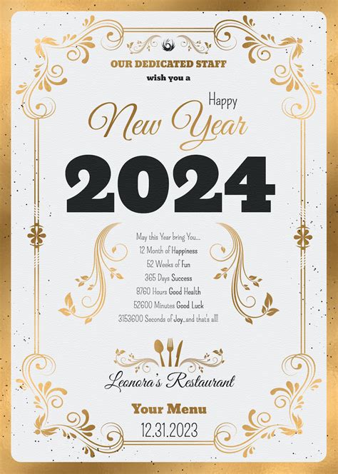 New Year Menu Template Psd To Customize With Photoshop