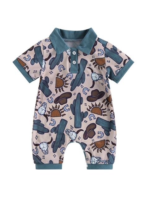 BABAMOON Western Baby Boy Summer Clothes Cow Print Short Sleeve Polo