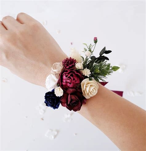 Burgund Blume Handgelenk Corsage Blumen Handgelenk Corsage Etsy