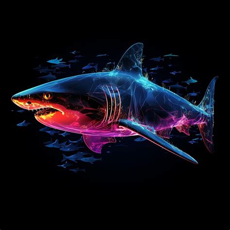 Premium Photo | Colorful Shark Deep Sea Mystery Sharp Neon Lines ...