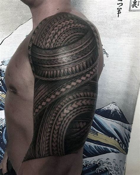 50 Polynesian Half Sleeve Tattoo Designs For Men Tribal Ideas