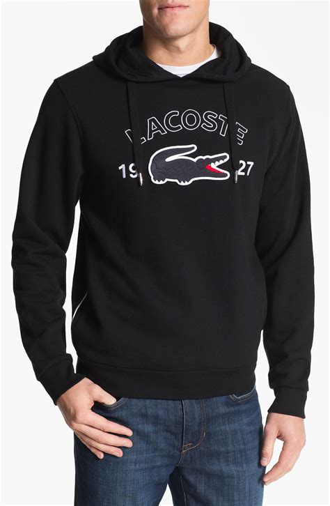 Lacoste Cotton Hoodie In Black For Men Lyst