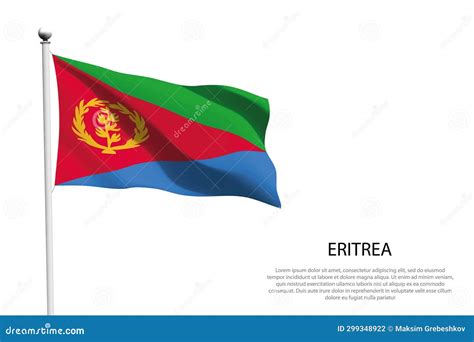 National Flag Eritrea Waving On White Background Stock Vector