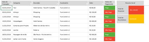 Planilha De Reembolso De Despesas Em Excel 4 0 LUZ Prime