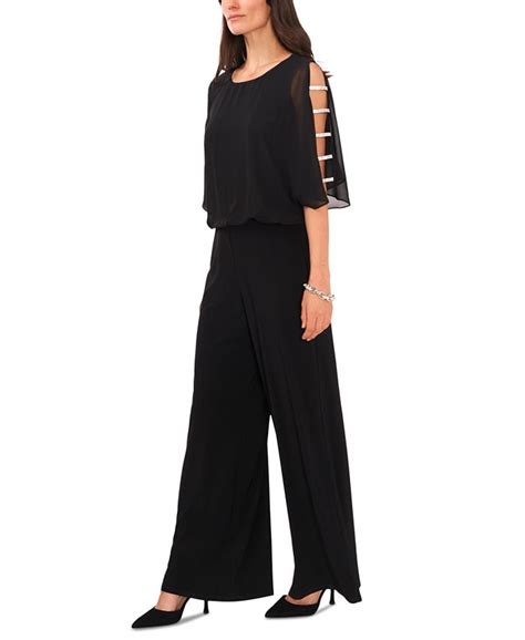 Msk Womens Embellished Ladder Sleeve Jumpsuit Macys