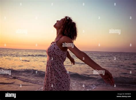 Pretty Brunette In Swimsuit Stock Photo Alamy