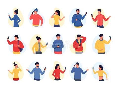 Communicating People. Chat Dialog Communication, Smartphone Call ...