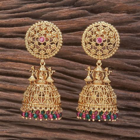 Brass Copper Antique Gold Plated Jhumki Earring With Classic