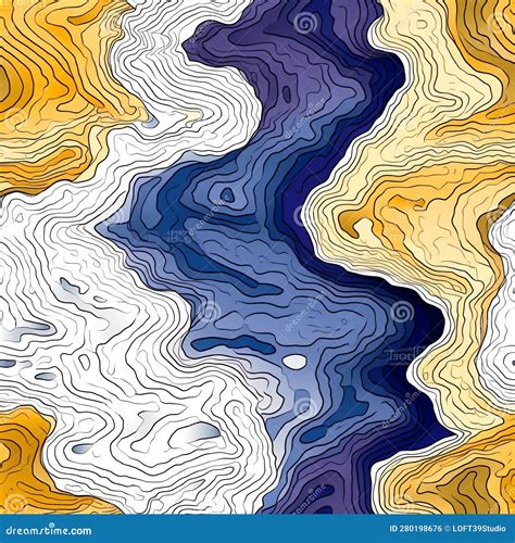 Generative Ai Topographic Map Seamless Pattern Stock Illustration