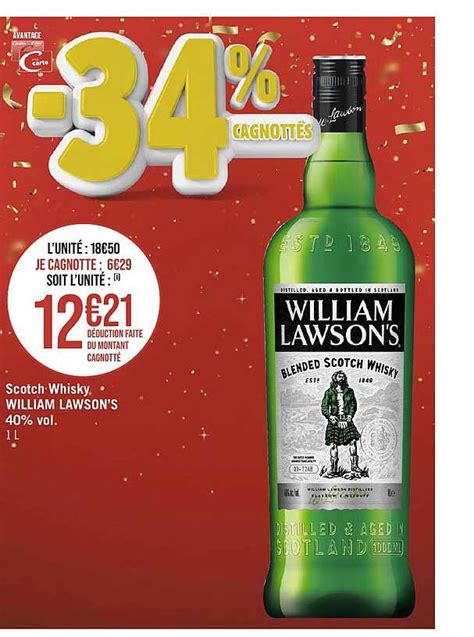 Promo Scotch Whisky William Lawson s 40 Vol chez Géant