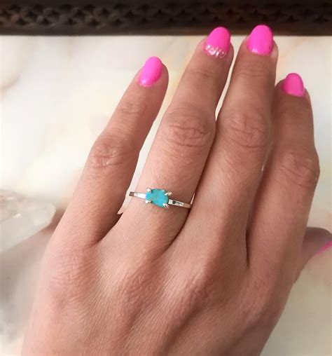 Real Turquoise Ring Turquoise Engagement Ring Stackable Etsy Real