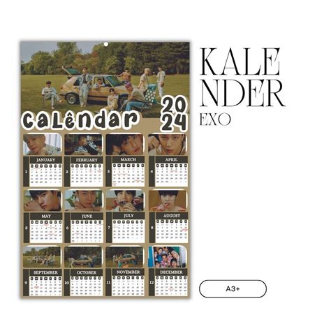 Jual 2024 KALENDER EXO KPOP BAHAN AC260 LAMINASI GLOSSY 2SISI IDOL