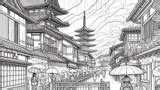 夏、日本風景｜塗り絵 高齢者 無料 印刷 | 塗り絵の森