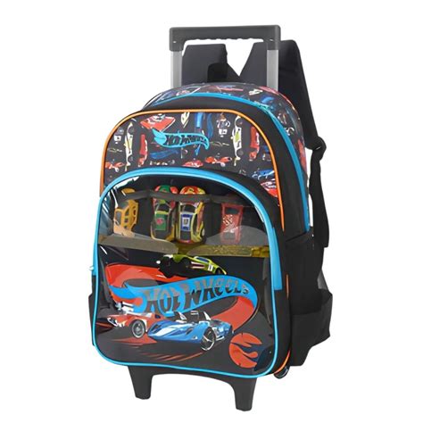 Mochila Rodinha Luxcel Hot Wheels Preto