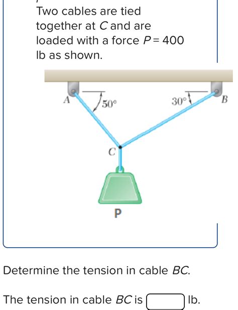 Solved Two Cables Are Tied Together At C And Are Loaded Chegg