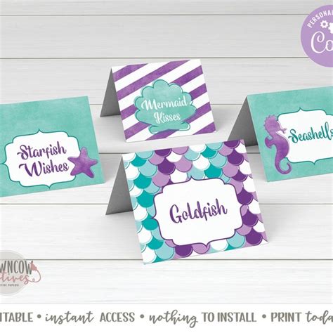 Mermaid Food Labels Etsy