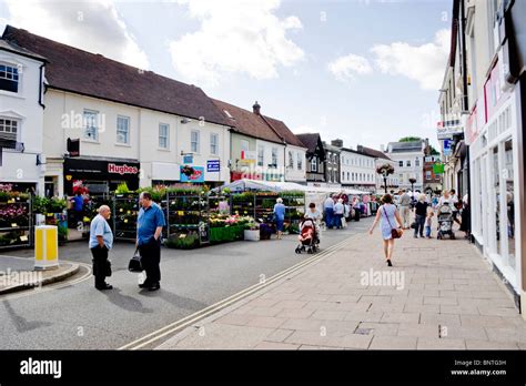 Market stalls, Buttermarket, Bury St Edmunds, Suffolk, England Stock ...