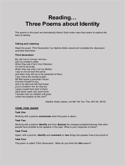 Fillable Online 10 Of The Best Poems About Identity And The Self Fax