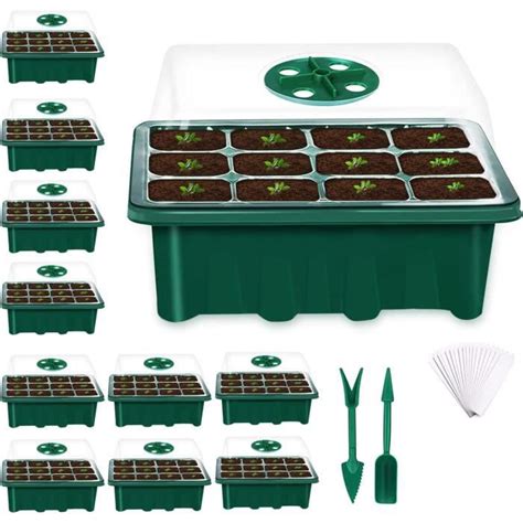 Bac à Semis 10pcs Mini Serre pour Semis Plateaux de Germination 12