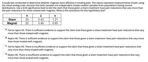 Solved A Study Was Conducted To Determine Whether Magnets Were