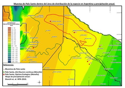 Mapa de Precipitación media anual según Atlas climático de la República