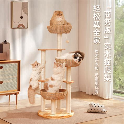 Rattan Big Cat Nest Solid Wood Cat Climbing Frame Cat Tree One Cat