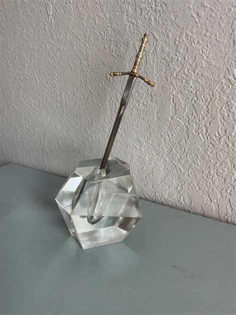 Crystal Excalibur Sword In Stone Letter Opener Desk Top Etsy