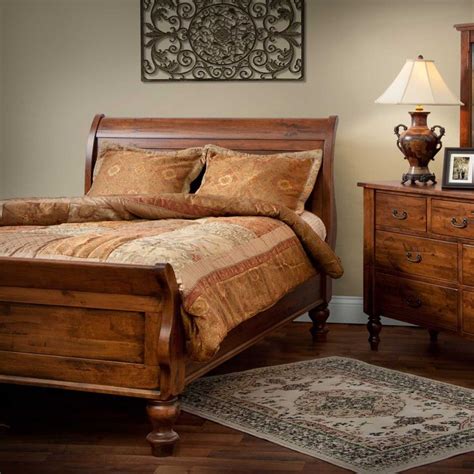 Amish Rustic Wood Telluride Sleigh Bed Sleigh Beds Headboard Storage
