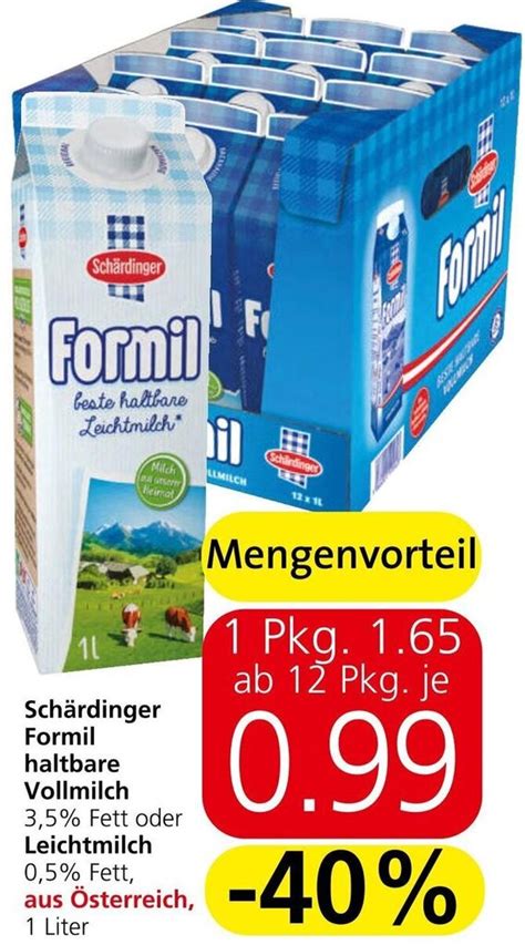 Schärdinger Formil Haltbare Vollmilch oder Leichtmilch 1 Liter Angebot