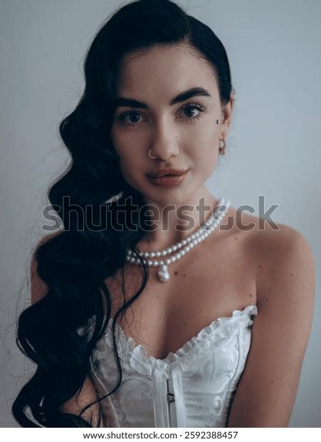 Portrait Sexy Brunette Woman Pearl Necklace Stock Photo Shutterstock