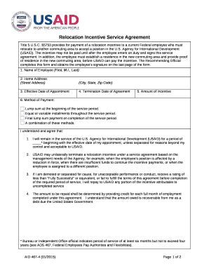 Relocation Incentive Service Agreement Doc Template Pdffiller