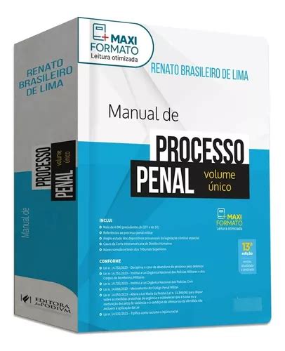 Manual De Processo Penal Volume Único Capa Dura Frete grátis