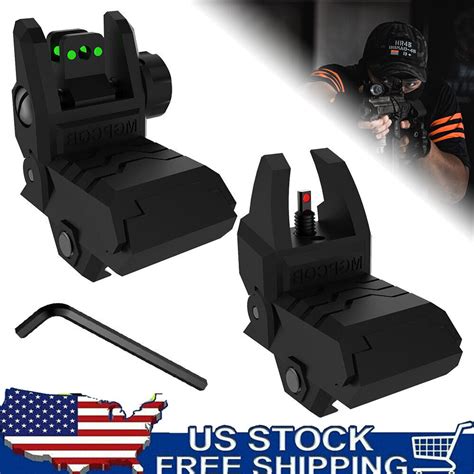 Folding Tactical Back Up Iron Sight Flip Up Front Rear Sights Set Picatinny Rail Ebay