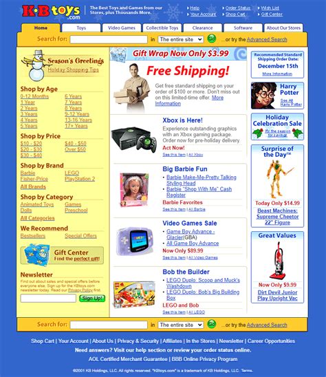 Kb Toys In 2001 Web Design Museum