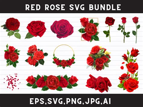 Red Rose Clipart Red Rose Svg Rose Svg Bundle Red Rose Etsy Australia