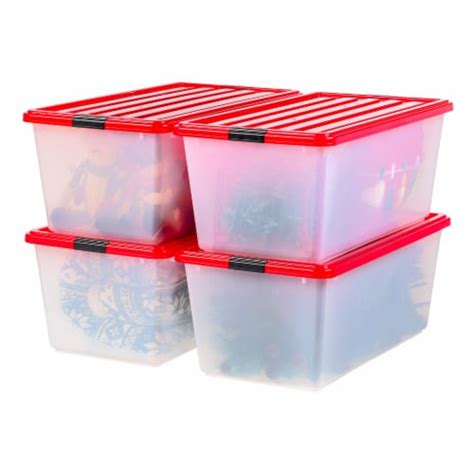 Iris Usa 4 Pack Large Clear View Plastic Storage Bin With Lid And