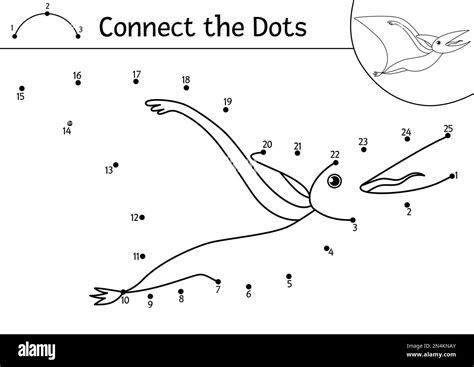 Vector Punto A Punto Y Actividad De Color Con Lindo Dinosaurio Volador