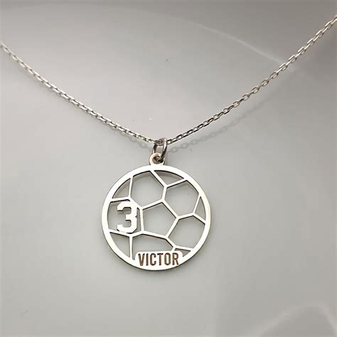 Soccer Ball Pendant Sport Necklace Personalized Sterling Silver