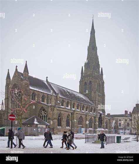 St Marys Church In Unseasonal Weather With Snow On Ground In Market