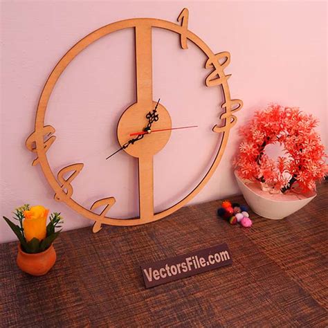 Laser Cut Wooden Round Wall Clock Room Modern Wall Clock Vector File Free Download Vectors File