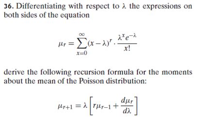 Deriving Recursion Formula For The Moments About The Mean Of The