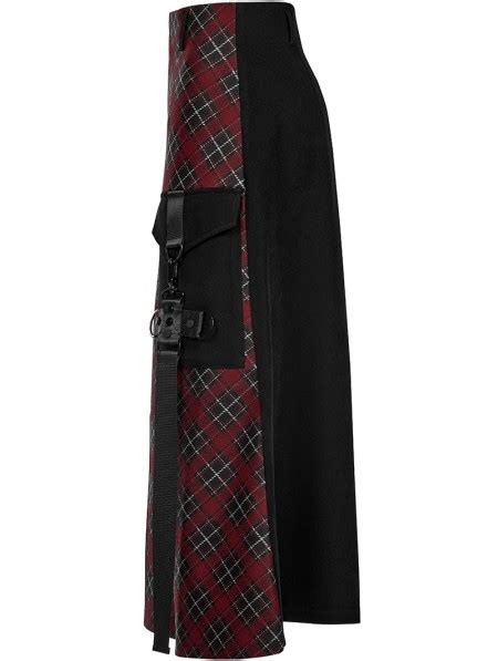 Punk Rave Black And Red Gothic Grunge Daily Wear Plaid Techwear Medium