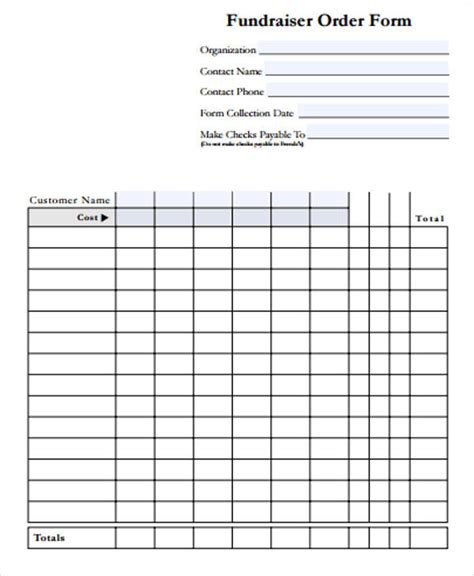 Free Printable Fundraiser Order Form Template Hot Sex Picture