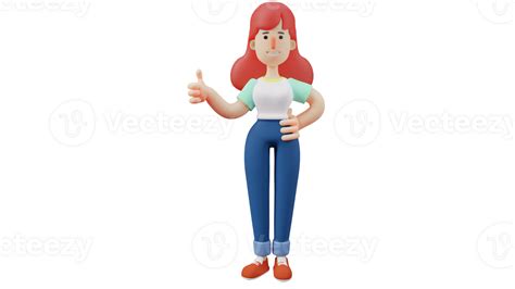 3d Illustration Great Women 3d Cartoon Character The Beautiful Young