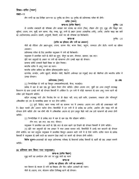 Up Board Class 11 Syllabus 2023 Sangeet Gayan Vadan